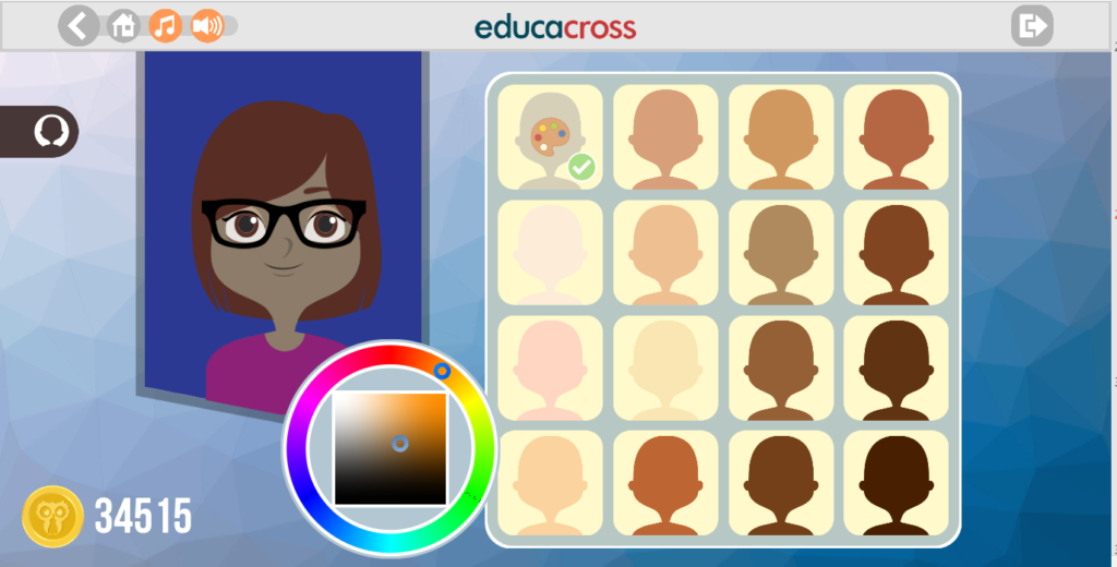 Na Educacross, o aluno pode construir seu avatar com centenas de itens personalizáveis
